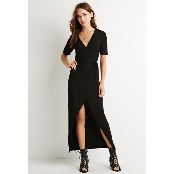SOLD* 🖤Forever 21 Black Wrap Maxi Dress  | Small - Picture 2 of 8